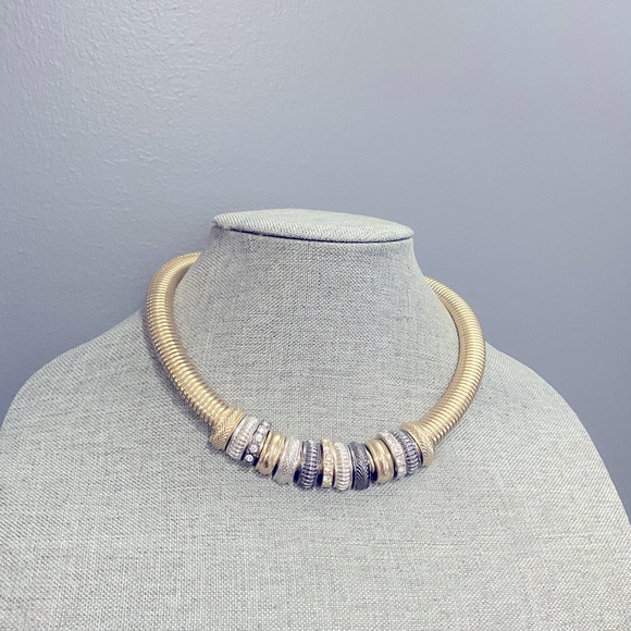 Vintage Gold Tone Snake Chain Chunky Collar Necklace - Picture 4 of 8